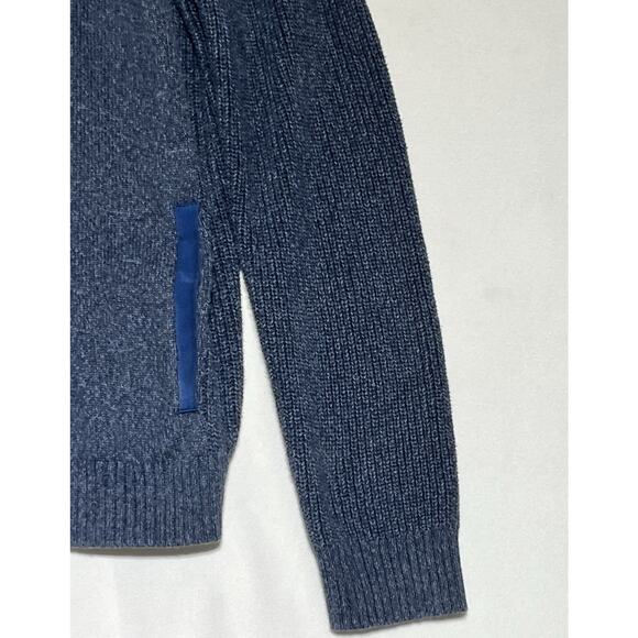 Daniel Hecter Cardigan Sweater Mens XL Blue Heathered Zip Up Mock Collar Pockets - Picture 7 of 13